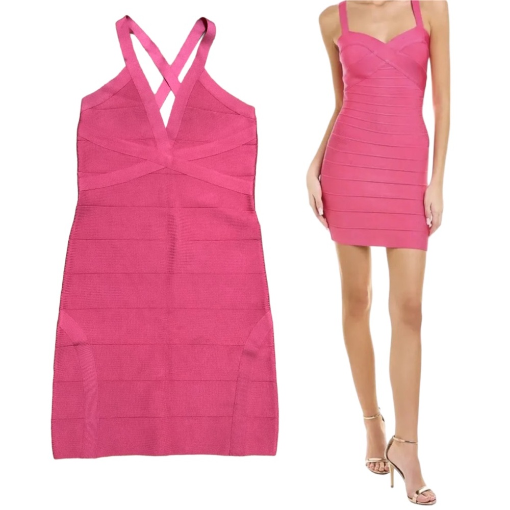 BEBE V-Neck Bandage Bodycon Dress w. Crisscross Back - Size M